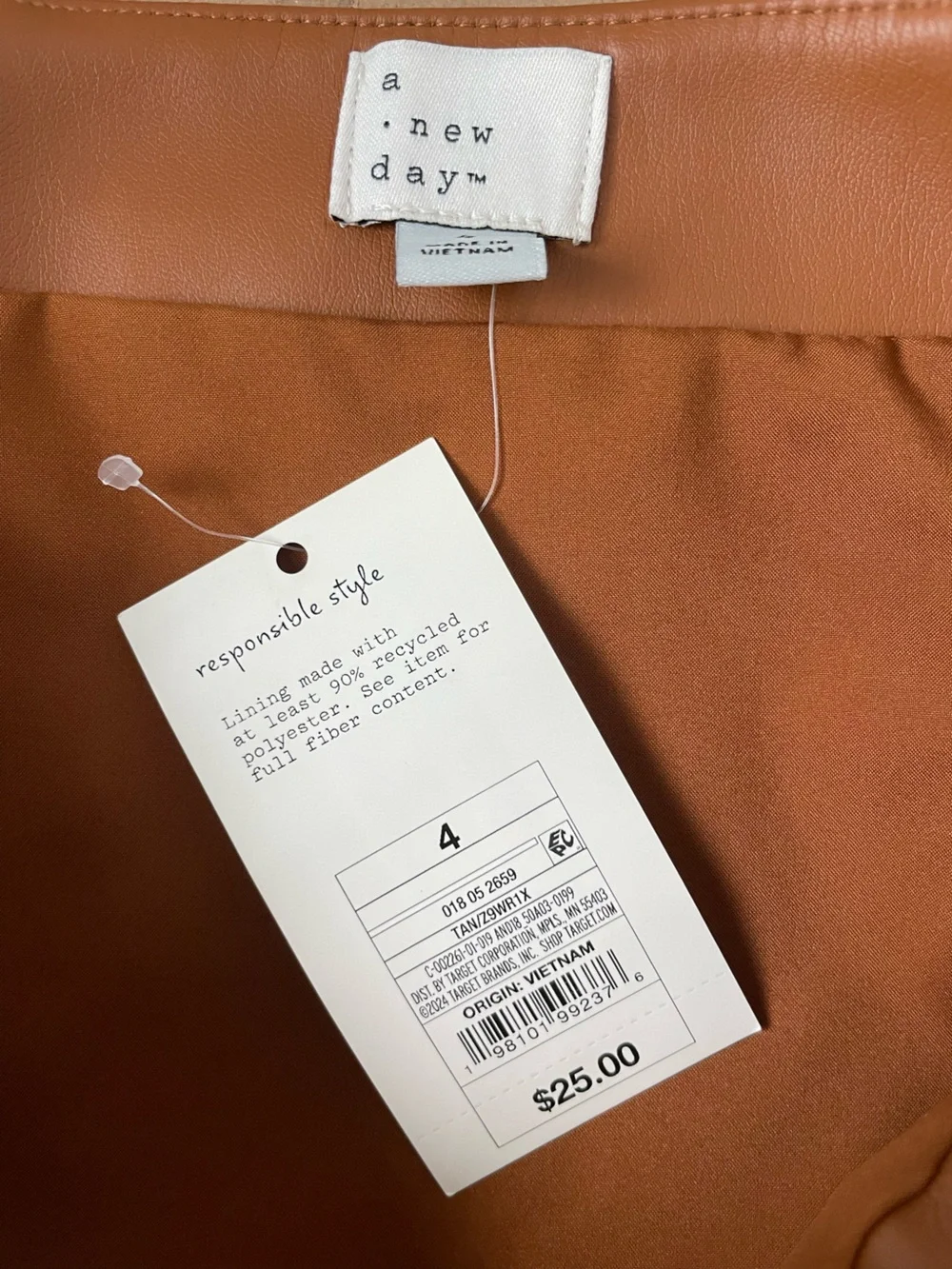 Faux Leather Mini Skirt Brown Vegan Leather Cowgirl Straight Zip NWT A New Day